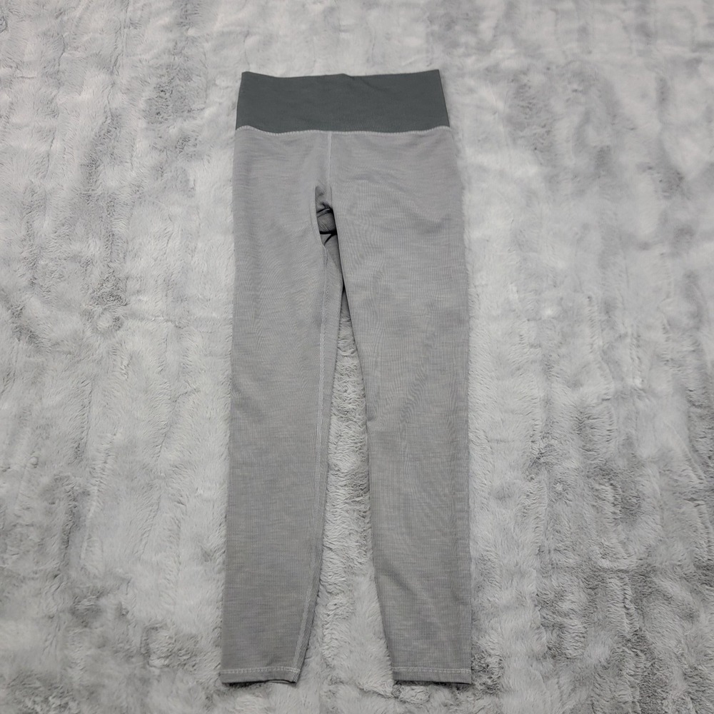 Vuori Leggings Womens XS Gray High Rise Ankle Striped Stretch Ribbed Activewear